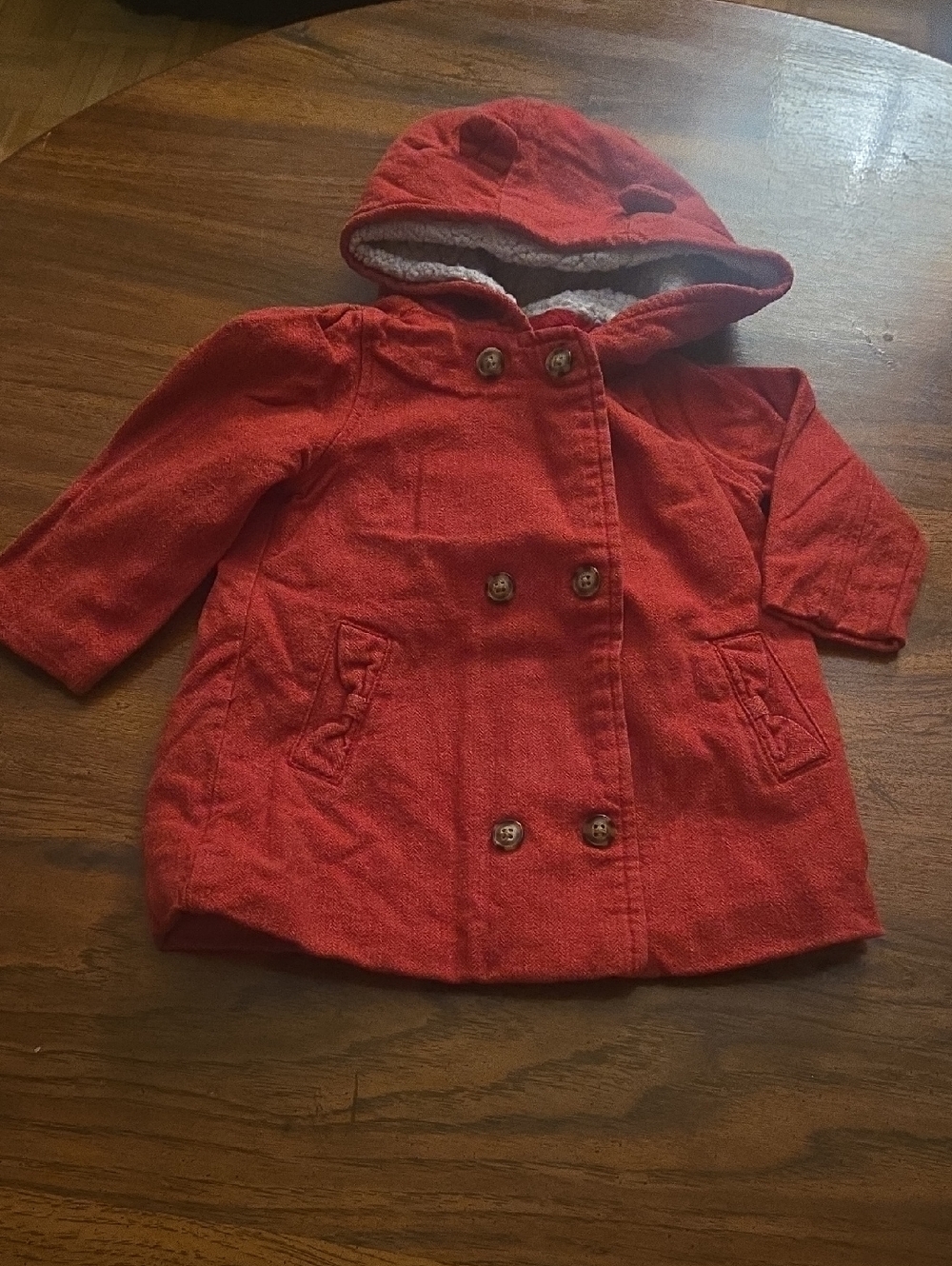 Carter's Red Hooded Double-Breasted Pea Coat for Kids (๐6/$36)